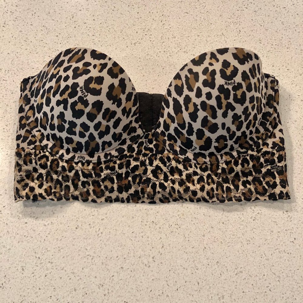 PINK Victoria's Secret Leopard Strapless Bustier